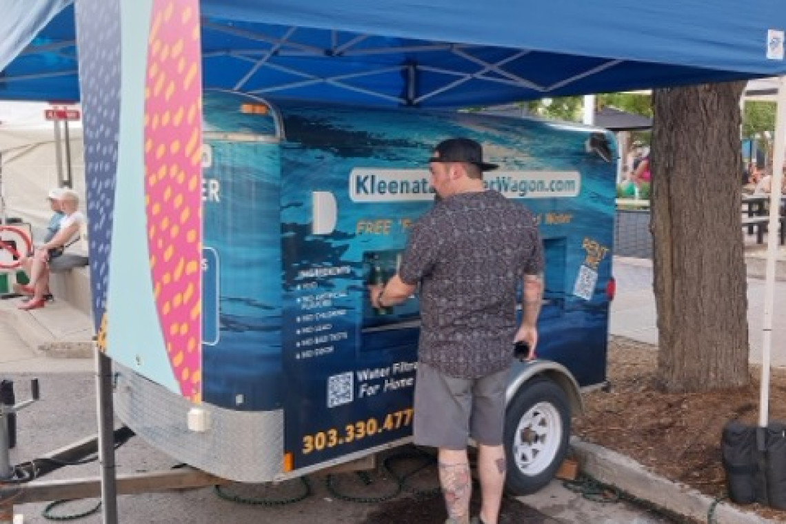 A street fair featuring Kleanatap Water Wagon